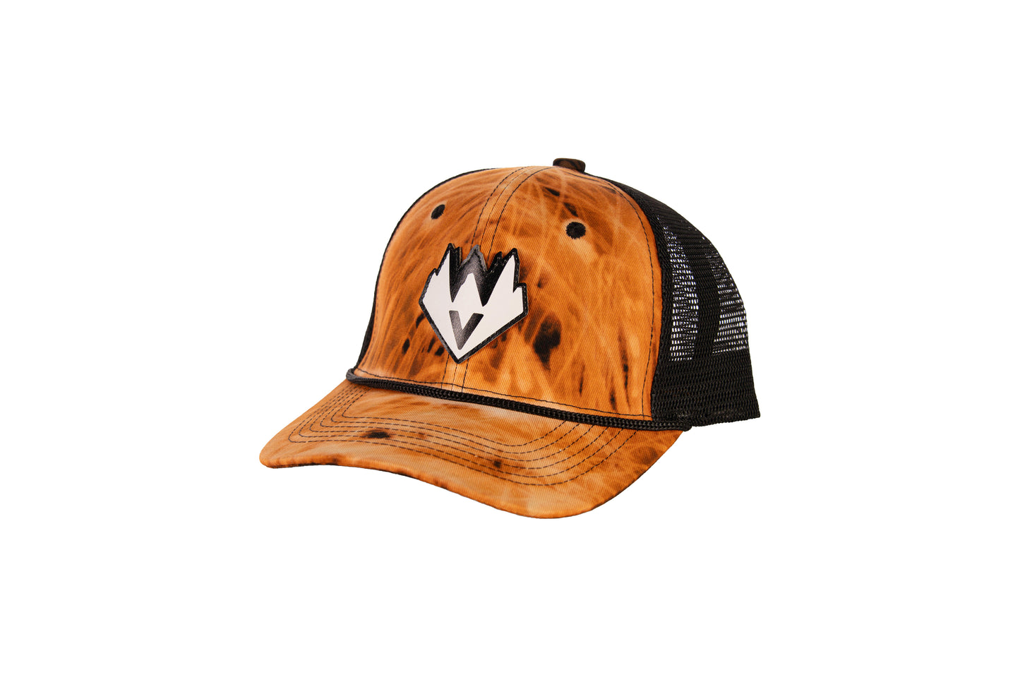Black Bleach Dye Meshback Hat - WVA Shield (Washout Series)
